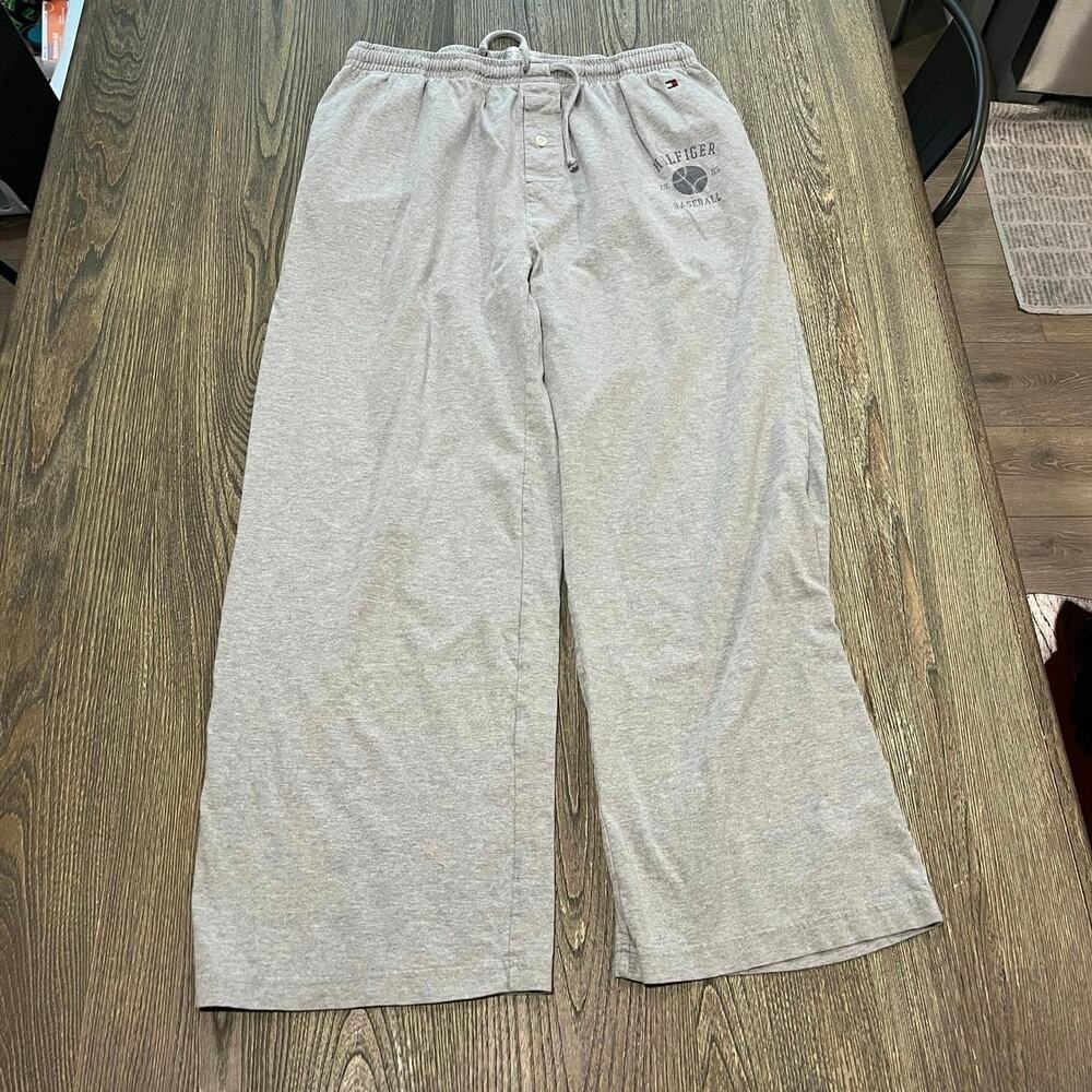 Tommy Hilfiger Mens Cotton Sleep Pants 1985 Baseball Logo Print Grey Size XXL